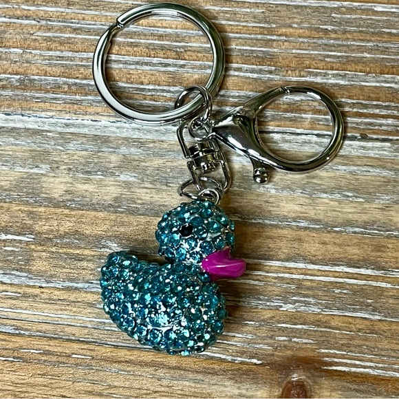 Blue Rhinestone Ducky Keychain or Purse Charm - Picture 2 of 2